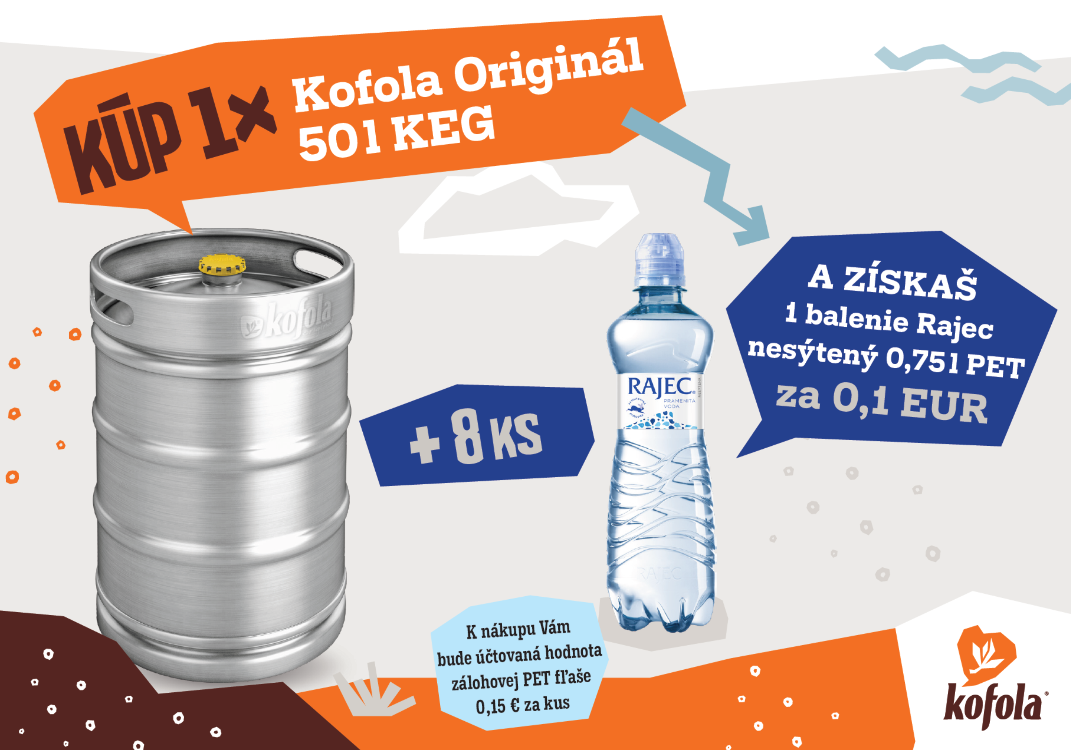 Kofola originál sud + Rajec 0,75l PET